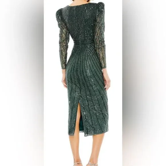 Mac Duggal 93676 - Stripe Beaded Sheath Cocktail Dress NWT Size 0
